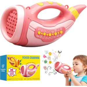 Aooess Voice Changer Toy for Kids 5-7: Animal Sounds Horn 30 Fun Sound Effects & Lights Voice Changer Device Kids Hunting Toys Nature Exploration Outdoor Toys for Boys Girls Ages 3-8 Olds, Pink