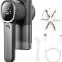 Rechargeable Fabric Shaver & Lint Remover, Electric Sweater Defuzzer with 3 Speeds, 6 Leaf Blades, LED Display & Type-C Fast Charging, Lint Shaver for Clothes, Furniture, Sweater, Couch