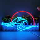 Sunset Neon Sign for Wall Decor, Wave Sign LED Light Sign for Bedroom Wall, Dimmable Neon Lights Signs for Man Cave Bedroom, Living Room, Party, Bar, USB Powered (8.8 * 16in)