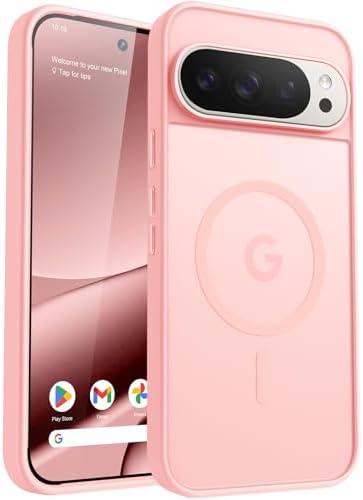 PuyaTeya for Google Pixel 10/10 pro Phone Case, Compatible with Magnetic, Military Grade Drop Protection Translucent Matte Shockproof Anti-Scratch Case for Pixel 10/10 pro (Pink)