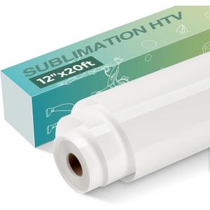 HTVRONT Clear Sublimation HTV Vinyl Matte 12" X 20FT - Sublimation Vinyl High Transfer Rate - Bright Smooth Washable HTV for T-Shirt/Hat/Pillow/Bag