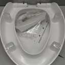 ELONGATED toilet seat risers for seniors, Slow Close, Elevated toilet seat, Heavy Duty, Never Loosen, Raised toilet seat elongated bowl, White(18.5)