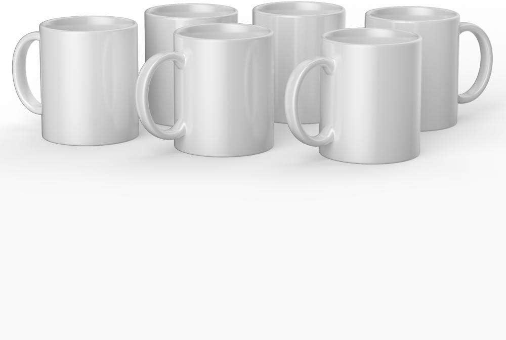 Cricut Beveled Blank, Ceramic-Coated, Dishwasher & Microwave Safe Mug to Decorate, Mug Press & Infusible Ink Compatible,12 Oz Sublimation, Ideal for Crafts and Printing, 6 Count, White