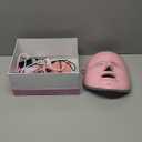 VogueNow LED Face Mask Light Therapy Premium Spa Kit (4 Pcs) - With Ultrasonic Scrubber, Ultrasonic Brush & Green Tea Serum - 7 Colors (Blue & Red) Spa Light Therapy Mask for Rejuvenation (Baby Pink)