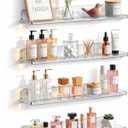 Floating Shelves for Bathroom, Acrylic Wall Organizer for Perfume, Makeup, Figures, Nail Polish, Photo, Book, 14" Decor Display Rack for Nursery, Living Room, Bedroom, Kitchen, Clear, 4 Pack