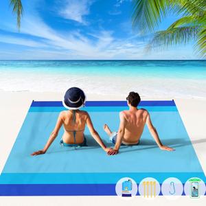 BYDOLL Beach Blanket Waterproof Sandproof Large Sand-Free 78''X81'' Big Lightweight Blanket Picnic Mat for Beach Travel Camping Hiking Picnic (Blue)
