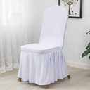 Dimatic Dining Room Chair Covers Set of 6, Stretch Parsons Slipcovers with Skirt Super Fit Spandex Chair Seat Protector Cover for Dining Room, Hotel, Ceremony (White)