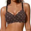 COCOMARTS Jelly Bras for Women No Underwire Scalloped Push Up Wireless Bralettes Seamless Soft Comfort Everyday Tshirt Bra (Medium, Black Leopard)