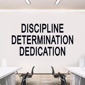 5 x Inspirational Quotes Wall Stickers for Office: Motivational Gym School Classroom Garage Bedroom Vinyl Art Wall Decals - Discipline Determination Dedication 21" X 11" (Small)
