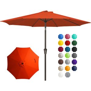 JEAREY 10FT Outdoor Patio Umbrella Outdoor Table Umbrella with Push Button Tilt and Crank, Market Umbrella 8 Sturdy Ribs UV Protection Waterproof for Pool, Garden (Orange)