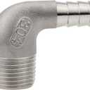 Beduan Stainless Steel Elbow 1-1/4" Hose Barb x 1" Male NPT Home Brew Pipe Fitting (Pack of 2)