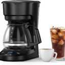 5-Cup Drip Coffee Maker with 24H Programmable Timer, Delay Brew, Keep Warm Plate, 25oz Water Reservoir, Auto-Shut, Reusable filter, Overheat-protection, Ideal for Home/Office/Outside-Black