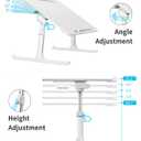Laptop Bed Tray Table, SAIJI Adjustable Bed Desk for Laptop, Foldable Laptop Stand with Storage Drawer for Eating, Working, Writing, Gaming, Drawing (White, X-Large)