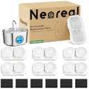 Neareal Cat Water Fountain Replacement Filters & Pre-Filter Sponges Compatible with 74oz/ 2.2L Stainless Steel Pet Fountain (6 Filters & 6 Sponges)