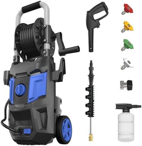 High Pressure Washers Power Cord 20ft Pressure Hose Power Washer Powered Soap Tank 4 Different Tips GR01
