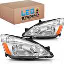 LEDKINGDOMUS Headlight Assembly Compatible with 2003 2004 2005 2006 2007 Accord Headlamp Replacement Chrome Housing
