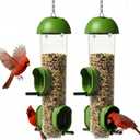 LONA Bird Feeders for Outdoors 2 Pack, Tube Feeder Weatherproof with Multiple Hanging Methods, Wild Bird Feeding Silo for Outside, 3 Port