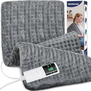 Extra Large Heating Pad for Back Pain Relief, 33"x17" Electric Heat Pad for Neck, Shoulders, Cramps, Menstrual Pain, 9 Heat Settings & 4 Auto-Off Timers, Soft Machine Wash Fabric, Gifts for Lover Gray