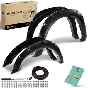 YHTAUTO Pocket Bolt-Riveted Style Fender Flares w/Hardware Kit Fits Dodge Ram 2500/3500 2019-2023(Excludes Dually), Shiny Black Wheel Flare Cover Protector, Set of 4, Front & Rear
