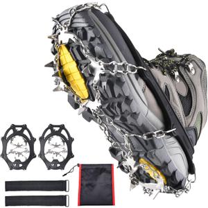 Azarxis Walk Traction Ice Snow Cleat Treads Grips Grippers Crampons Creepers with 19 Spikes for Shoes Boots Men Women Walking Climbing Hiking Fishing Heavy Duty Anti Slip Stainless Steel (Medium, 2# 24 Spikes)