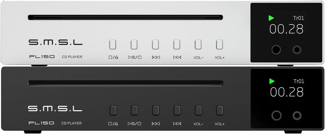 SMSL PL150 CD Player,Compatible with Standard CD,MP3 CD.Supports RCA,3.5mm and 4.4mm Headphones,Optical,Coaxial Output Interface,CS43198 Decoding Chip,Auitable for Laptops and Computers and Car (black)