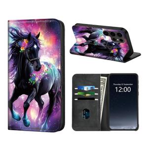 KUJKBFWJ Phone Case Wallet for Samsung Galaxy A35, RFID Women Approved Cell Phone Wallet with 3 Card Slots, Colorful Horse,Flip PU Leather Magnetic Closure Cover for Galaxy A35