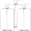 Youngever 3 Pack Pump Bottles for Shampoo 32 Ounce (1 Liter), Square Empty Shampoo Pump Bottles, Plastic Cylinder with Lockdown Leak Proof Pumps