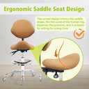 Saddle Stool Chair with Wheels,Ergonomic Swivel Rolling Height Adjustable for Salon Beauty Clinic Dentist Tattoo Home Office, With Backrest
