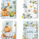 Arquiel Fall Thanksgiving Pumpkins Tea Towels, Cotton Kitchen Towel 18.9  27.5 inch, Quick Drying Dish Cloth for Party Anniversary Holiday Decoration Housewarming Gifts