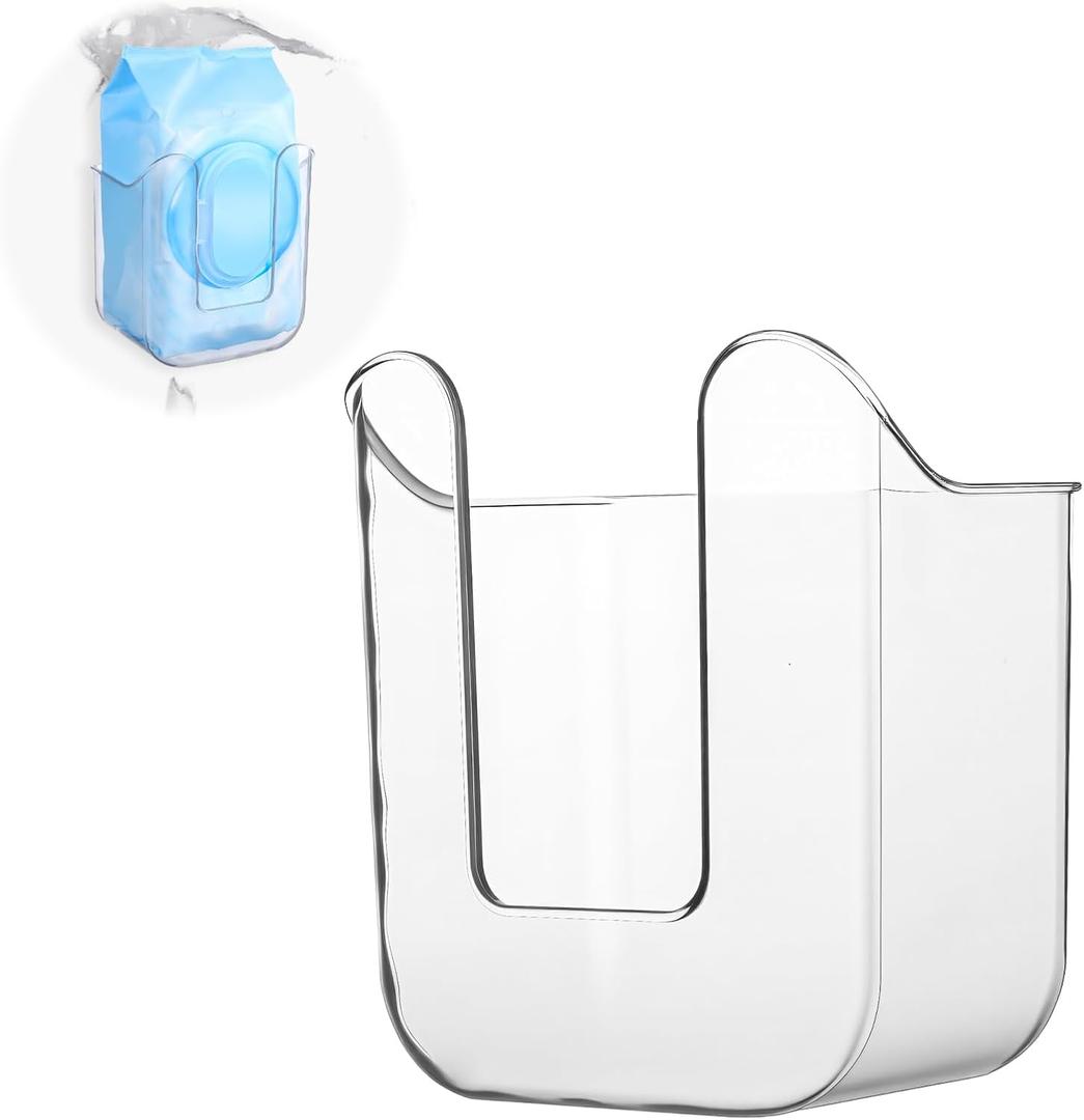Wipes Dispenser Flushable Wipes Holder for Bathroom Wipe Container Clear Wipe Dispenser Wall-Mounted Tissue Box Wipes Holder for Bathroom Bedroom Kitchen (Transparent)