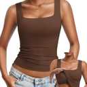 Avidlove Womens Built in Bra Tank Tops Double Lined U Neck Strechy Basic Summer Trendy Going Out Top, S