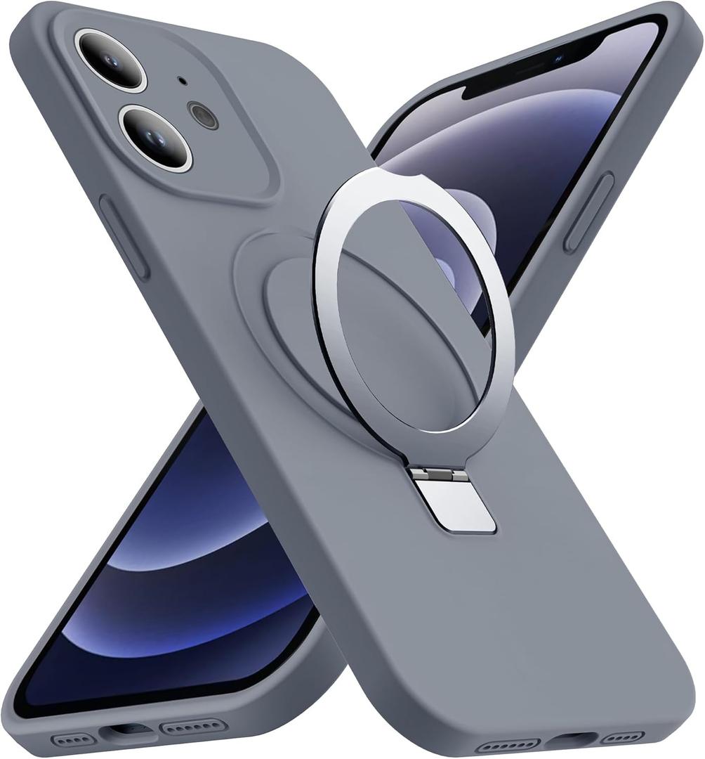 2 x Designed for iPhone 15 Plus Case with Magnetic Invisible Stand Compatible with MagSafe Military Drop Tested Shockproof Liquid Silicone iPhone 15 Plus Phone Cases for Women Men 6.7'' 2023, Grey