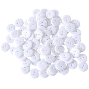 Colorful Sewing Buttons, 15mm Round, 2-Hole, 200 Pack, Mixed Colors Flatback Button (White-200pcs), Pack of 5