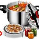 Stainless Steel Pressure Cooker 12 quart Commercial Stove Top Pressure Cooker for canning, Compatible with Gas & Induction, Fast Cooking for large 12+ quart, Stainless Steel
