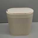 SYNCVIBE Bathroom Trash Can with Lid Automatic 2 Gallon Sensor Trash Bin, 7.5 Liter Smart Rubbish Bin, Motion Sensor Waterproof Bathroom Decor, Plastic Narrow Garbage Can for Bedroom, Office, Beige