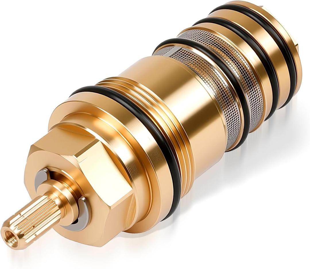 94282000 Thermostatic Cartridge Brass Version, 3/4" Compatible with Hansgrohe Ecostat Showers, Fits Two-Hole & Three-Hole Thermostatic Tub Fillers, Replacement for Plastic Model