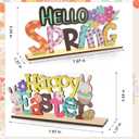 8 x Easter Spring Table Decorations Sign  2PCS Wooden Sign Bunny Decor Tiered Tray Decorations Set for Home and Office Shelf Mantel Indoor