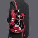 Patent Leather Guitar Shaped Bag for Women, Stylish PU Leather Shoulder Crossbody Bag, Punk Rock Musical Instrument Satchel