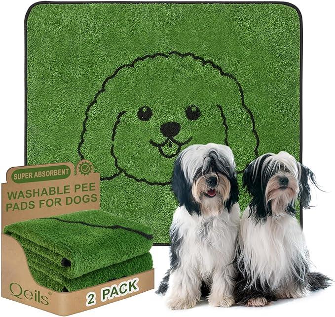 Qeils Reusable Puppy Pads, Washable Pee Pads for Dogs 2 Pack Durable Absorbent Leakproof Dog Training Pads for Home or Travel, NonSlip Wee Wee Pads Potty Pads 36"x41"