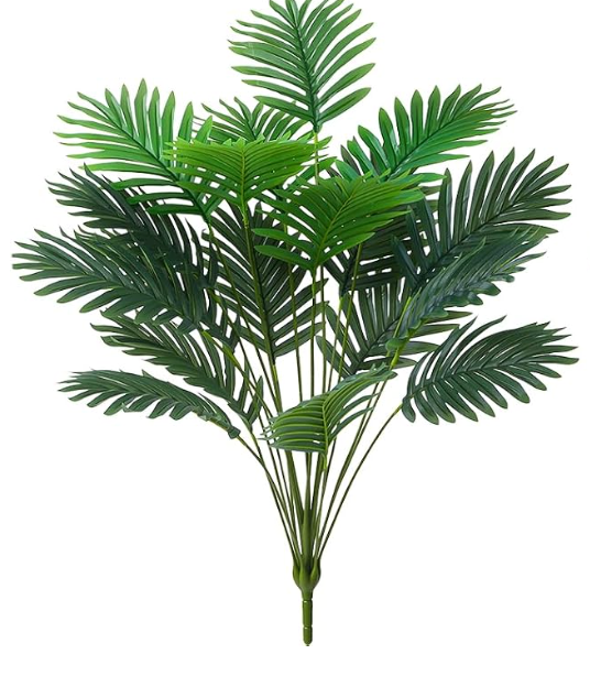 18 Leaf Large Areca Palm Artificial Plant | UV Resistant Faux Palm Tree Leaves Tropical Greenery for Home Office Party Decor Indoor Outdoor