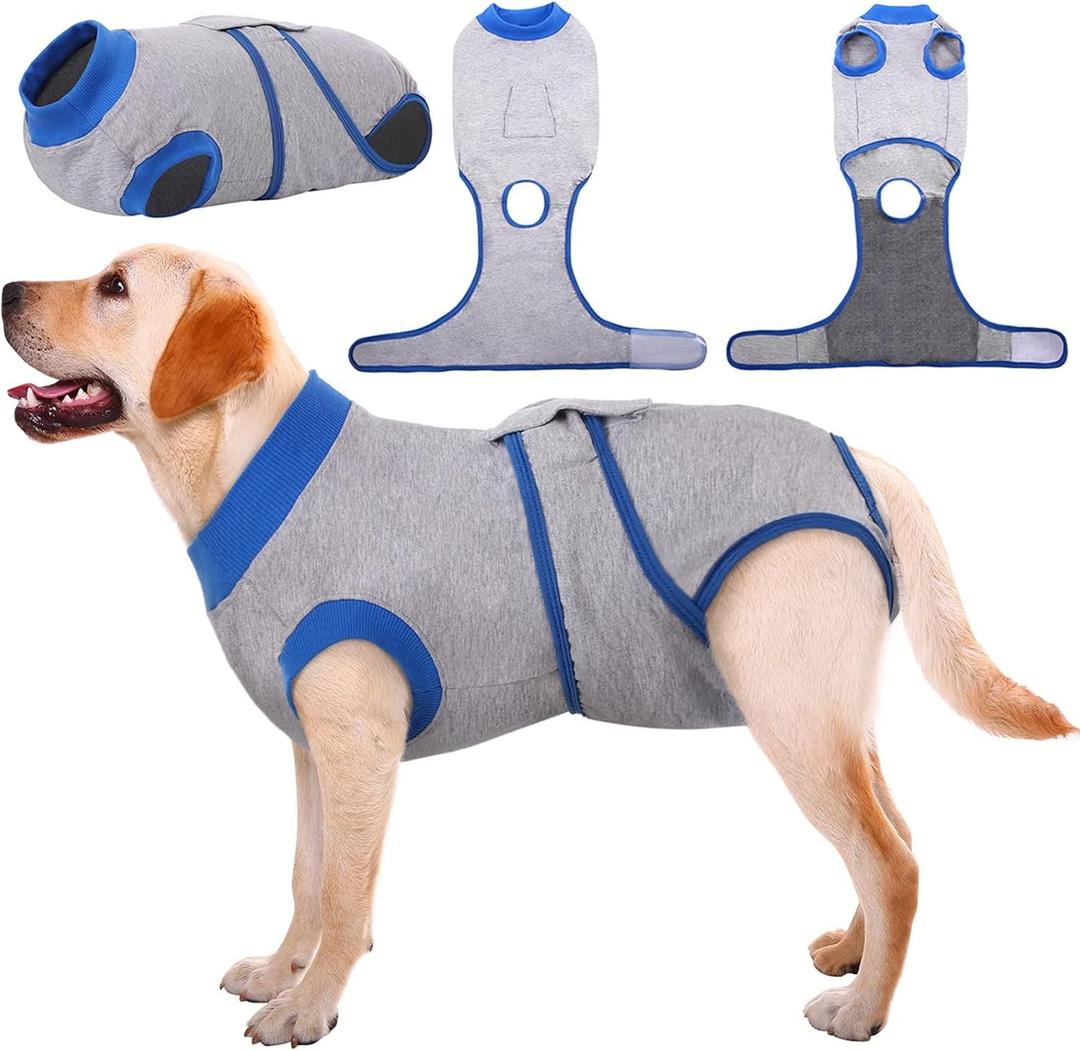 Kuoser Recovery Suit for Dogs Cats After Surgery, Professional Pet Recovery Shirt Dog Abdominal Wounds Bandages, Substitute E-Collar & Cone,Prevent Licking Dog Onesies Pet Surgery Recovery Suit (XL (Back:20.1-24.8'', Weight:42-75 LB)