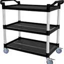 Utility Cart with Tangle-Free Wheels, 3 Tier Rolling Cart with Wheels(2 with Brakes), Heavy Duty 350 Lbs Capacity,Commercial Serving Cart for Home, Office, Restaurant, Warehouse.34 L x 17" W x 38" H