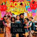 2 x Back to School Balloons, School Bus Pencil Apple Crayon Foil Mylar Balloon for Back to School Supplies, Kindergarten Party Decorations