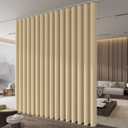 JILRON Room Divider Curtains Ceiling Curtain Track Set for Blackout and Privacy (IncludeBeige Curtain2 + White Track1) 196" W x 106" L