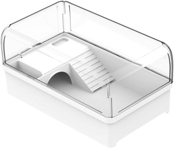 Flushbay Turtle Tank with Basking Platform Multi-Functional Areas Acrylic Turtle Aquarium Tank with 360 Panoramic View for Turtles, Crayfish Crab and Lizard (White) (Without Filter Layer)