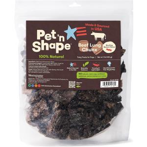 Pet 'n Shape Beef Lung Chunx Dog Treats - Made and Sourced in the USA - 16 Ounce (EXP 06/24/26)