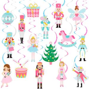 Nutcracker Party Hanging Swirls 20Pcs Christmas Nutcracker Hanging Decorations Nutcracker Ballerina Party Ceiling Decor Nutcracker Soldier Streamers for Xmas Winter Holiday Ornaments Supplies