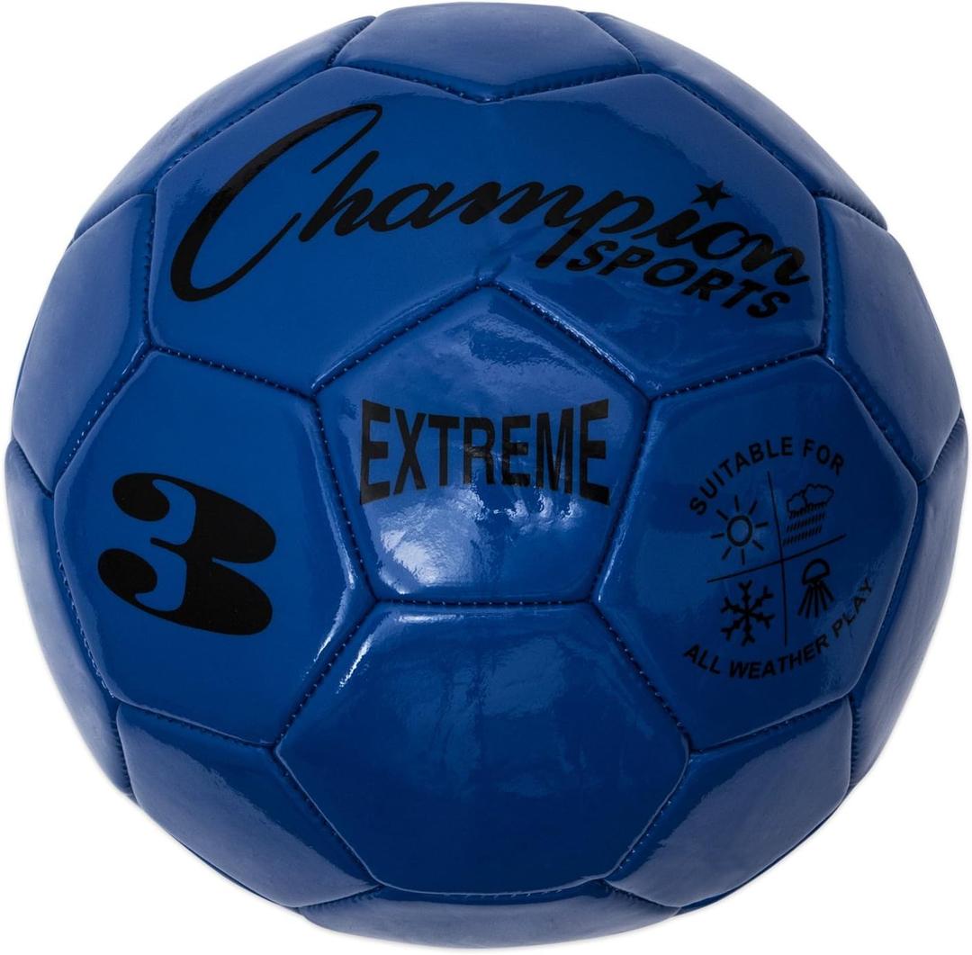Champion Sports Extreme Series Soccer Ball  Sizes 3, 4, 5, Soft Touch, All Weather, High Air Retention, Youth & Adult League Balls for Training, Games, Outdoor & Indoor Play, Multiple Colors (Blue)
