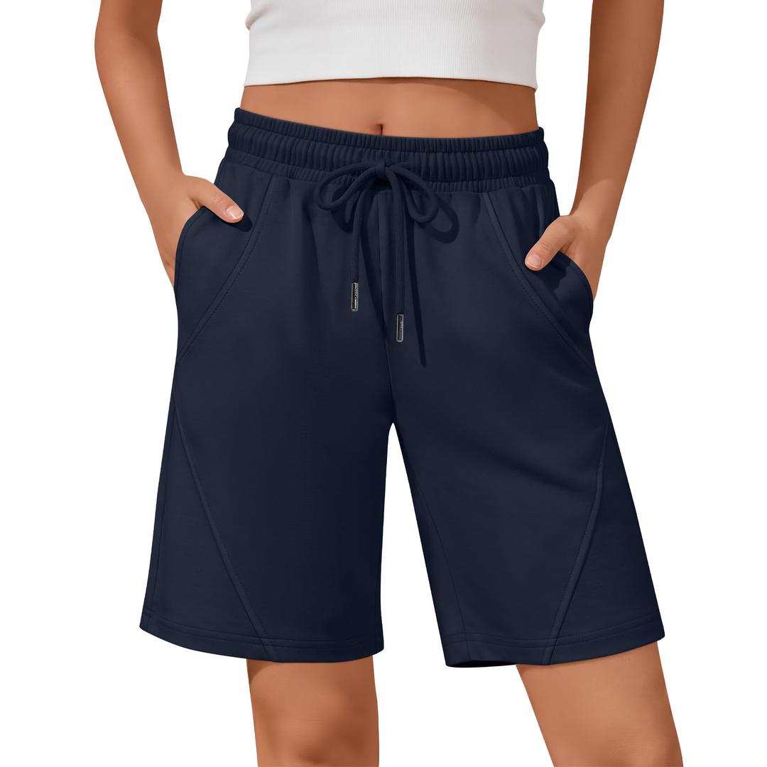 Vinsatin Girls Bermuda Shorts Wide Leg, Navy Blue, 5-6 Years (Blue)