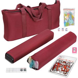 American Mahjong Set 166 Tiles, 4 Colors All-in-One Rack/Pushers, Red Soft Bag and Accessories Classic Full Size Complete Mahjong Set.